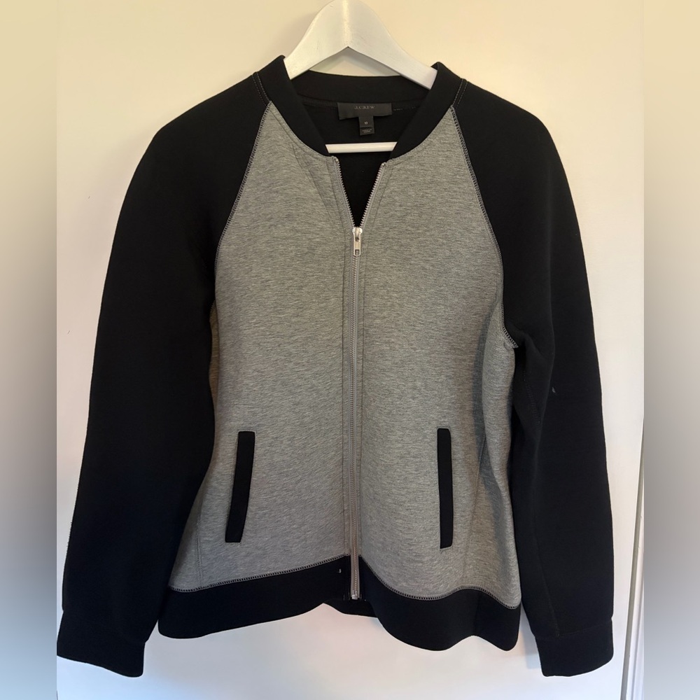 J. Crew Black and Gray Bomber Jacket
